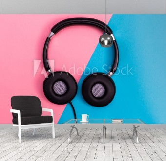 Picture of Headphones on a bright split background